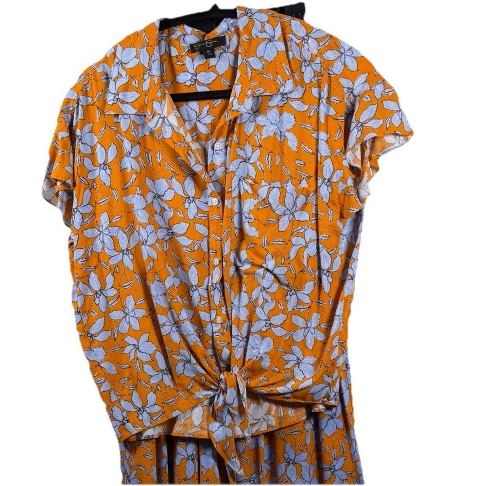 Jessica Simpson Rhea Printed Set S/M Small Shirt Med Elastic Waist Wide Leg Pant